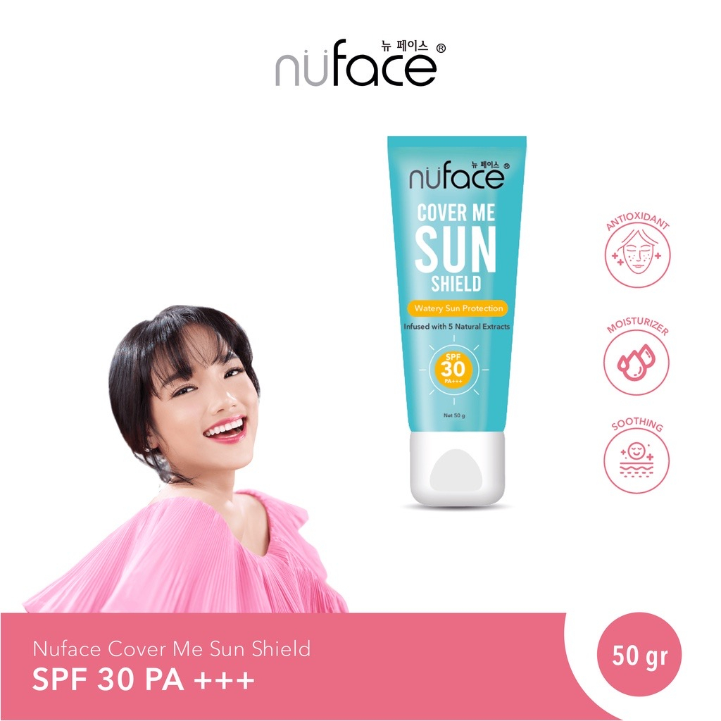Nuface Cover Me Sun Shield Sunscreen SPF 30 PA+++ Tone Up SPF 30 PA +++ SPF 50 PA +++ Pelindung Sinar Matahari