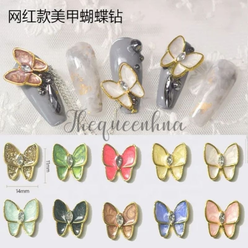 Kupu-Kupu Ornamen Dekorasi Nail Art 3D Bahan Alloy Resin Nail Art Butterfly Decoratiom