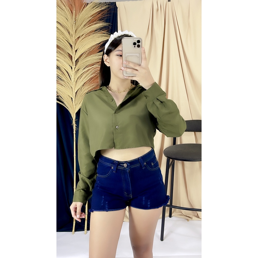 Long LEXA SAKURA / ATASAN KEMEJA CROP WANITA