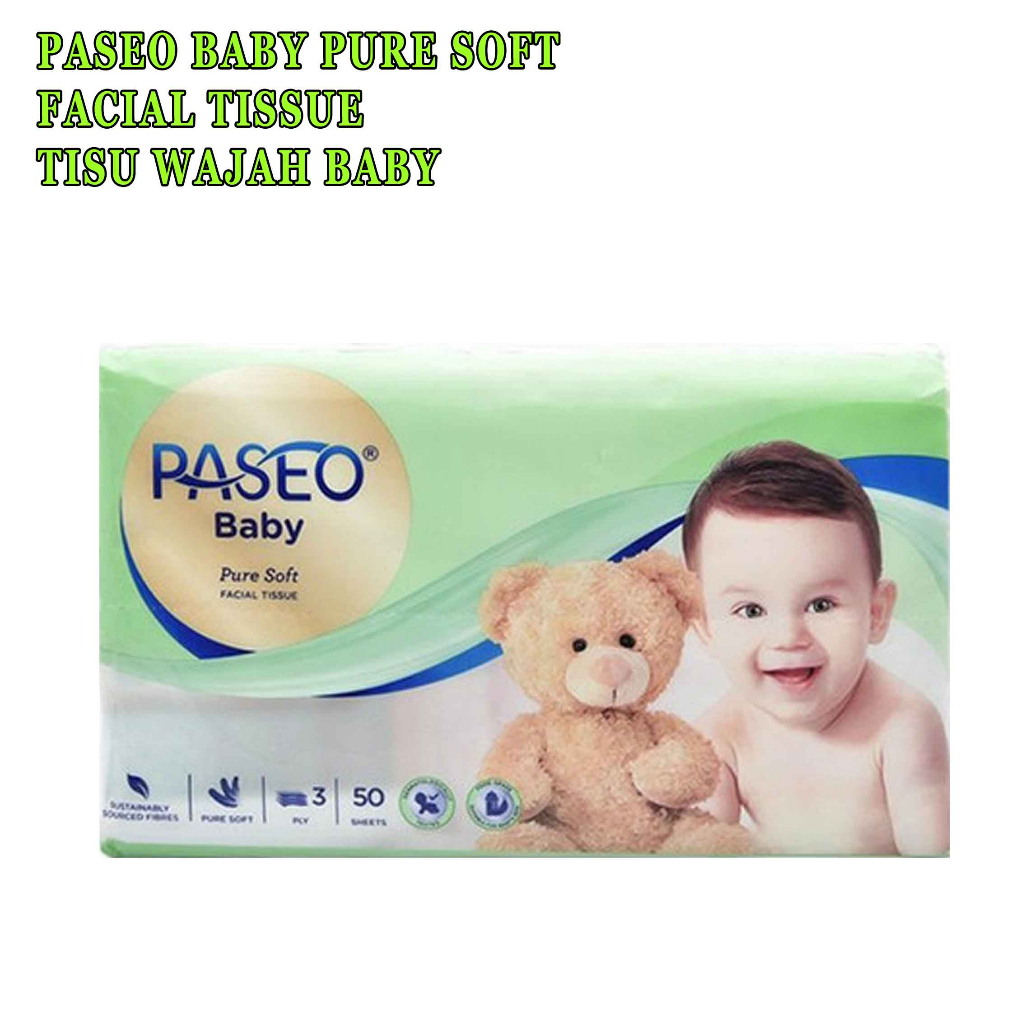 Facial Tissu* Paseo Baby Pure Soft* Tissu Wajah Baby* Travel Pack 3ply