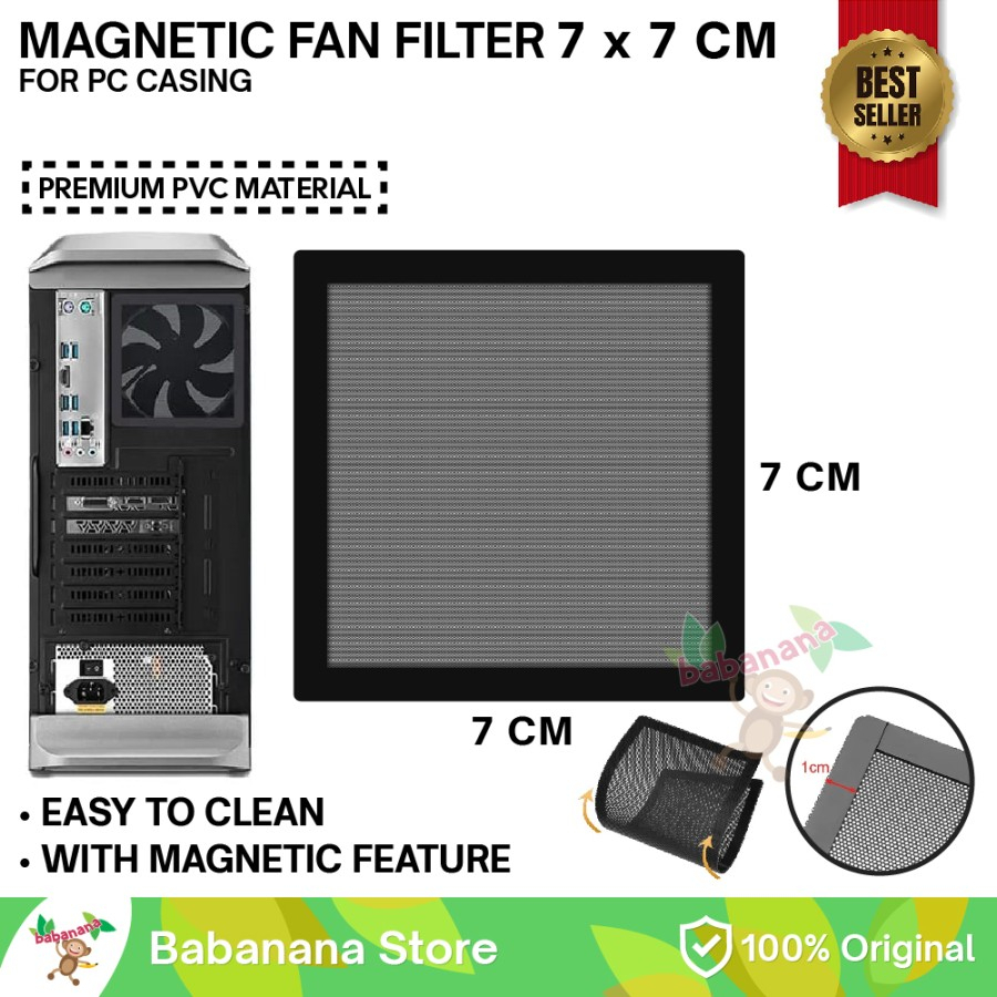 Magnetic Pc Fan Dust Filter Debu Kipas 7x7cm Magnet Casing Desktop