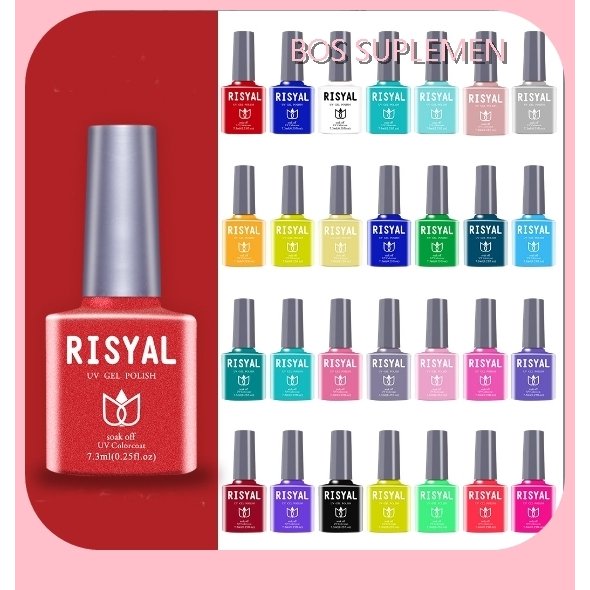 Kutek Gel UV LED Risyal gel polish 1-45 COLOUR nail art Cat Kuku nail Polish 7.3ml