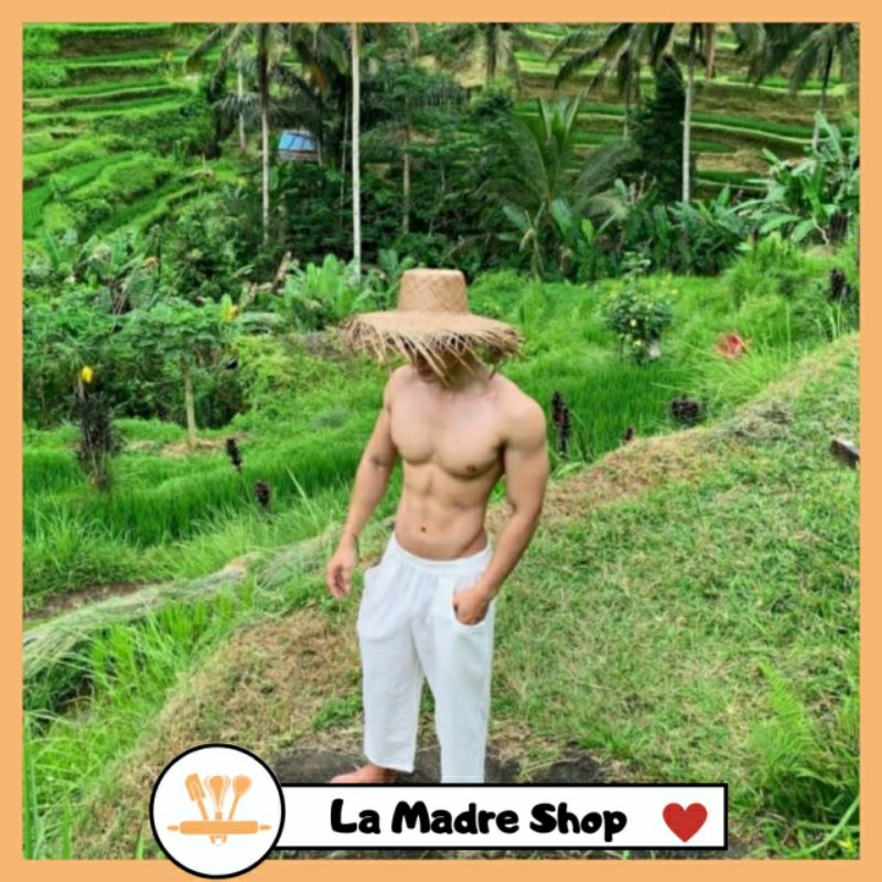 TOPI PANTAI BALI Topi Anyaman Daun Pandan Tradisional - Uk. All Size - Harga Terjangkau - La Madre S