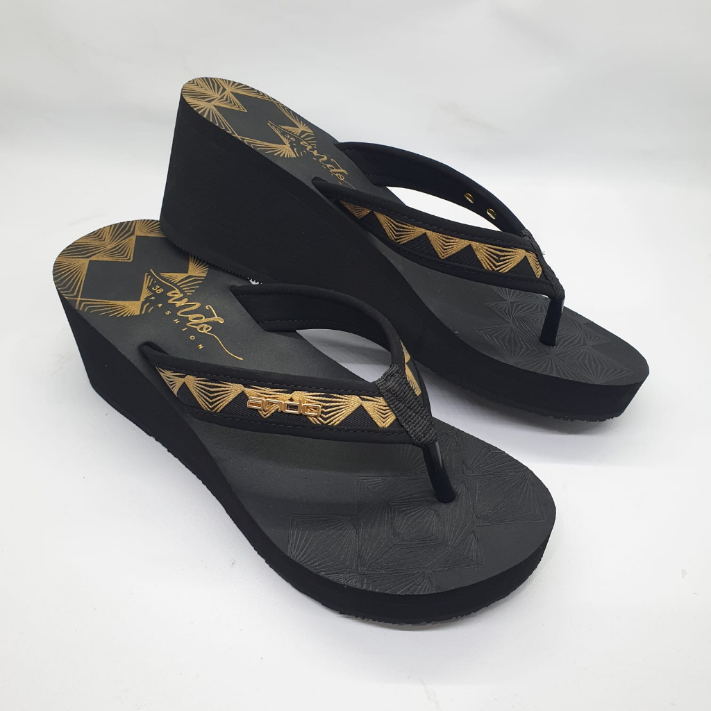 Ando Yurita Terbaru Sandal Wedges Wanita Sendal Jepit Wedges Cewek Perempuan