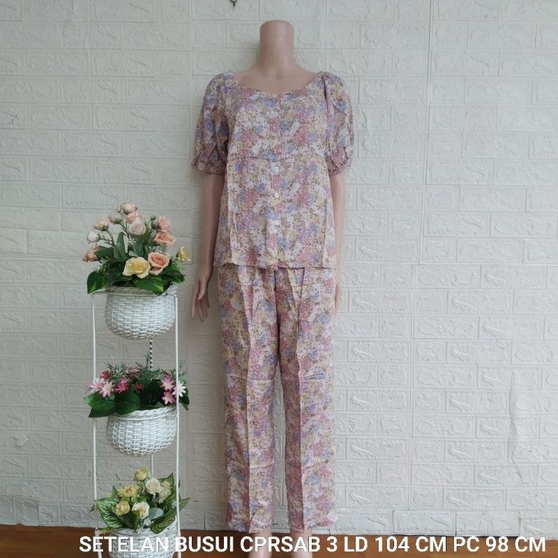 (CPRSAB) Setelan Rayon AMRO Lengan Pendek Celana Panjang Sabrina