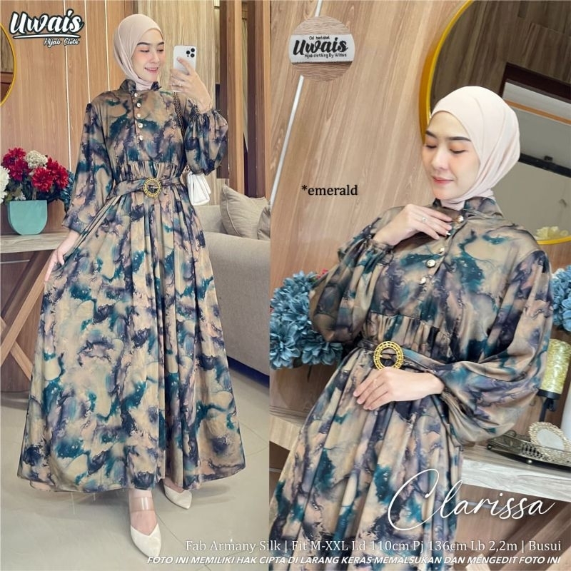 Uwais clarissa maxy busui friendly gamis original uwais hijab clarissa dress