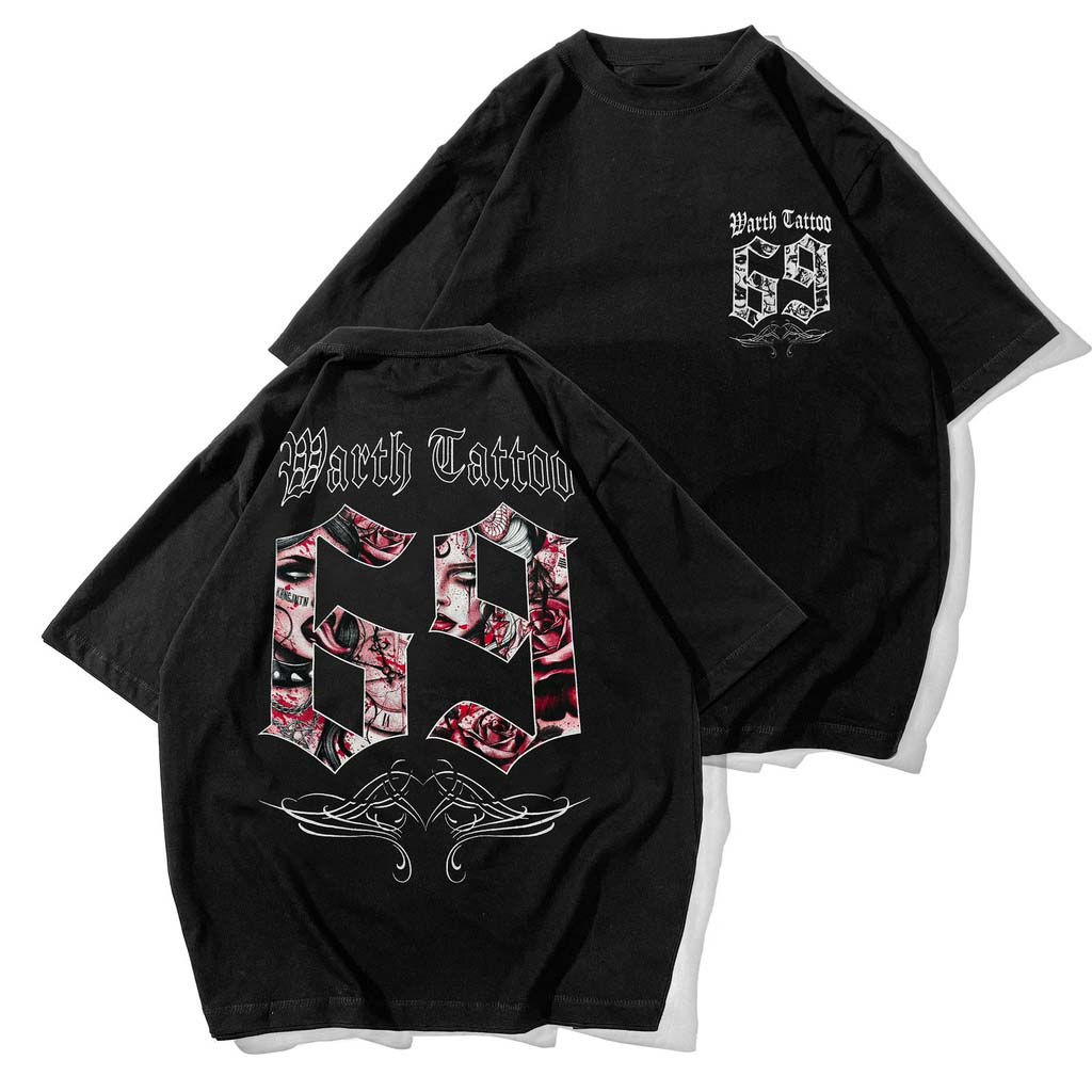 GSC - Baju KAOS OVERSIZE TRUTH VS LOVE / Kaos Oversize terbaru-Warth Tatto hitam
