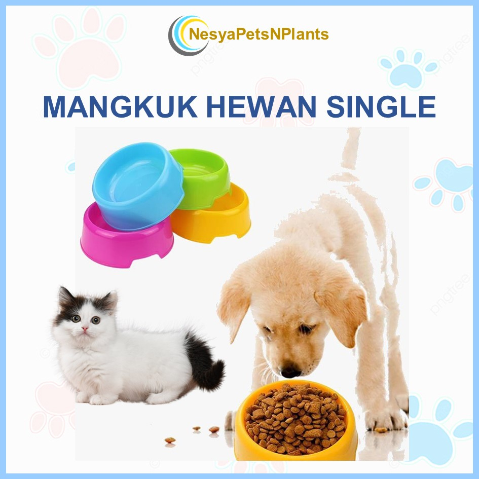 Mangkuk Tempat Makan Hewan Peliharaan/Bowl Single Anti Selip/Kucing/Anjing/Kelinci/Mangkuk