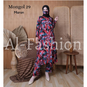 TUNIK&CELANA PANJANG SET SET SETELAN LONG  MONGOL - oneset mongol - setelan - setelan wanita