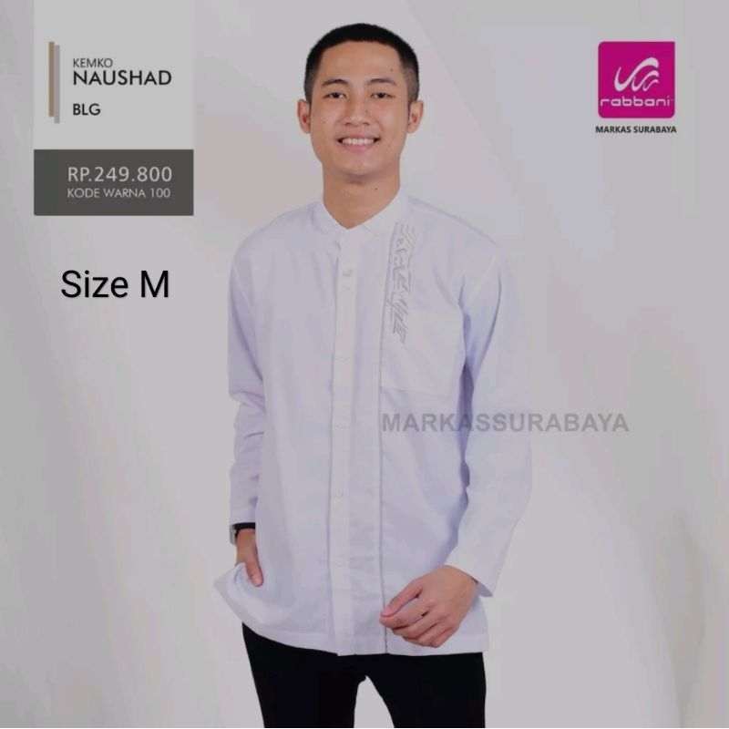 Kemeja koko tangan panjang Putih Naushad Rabbani