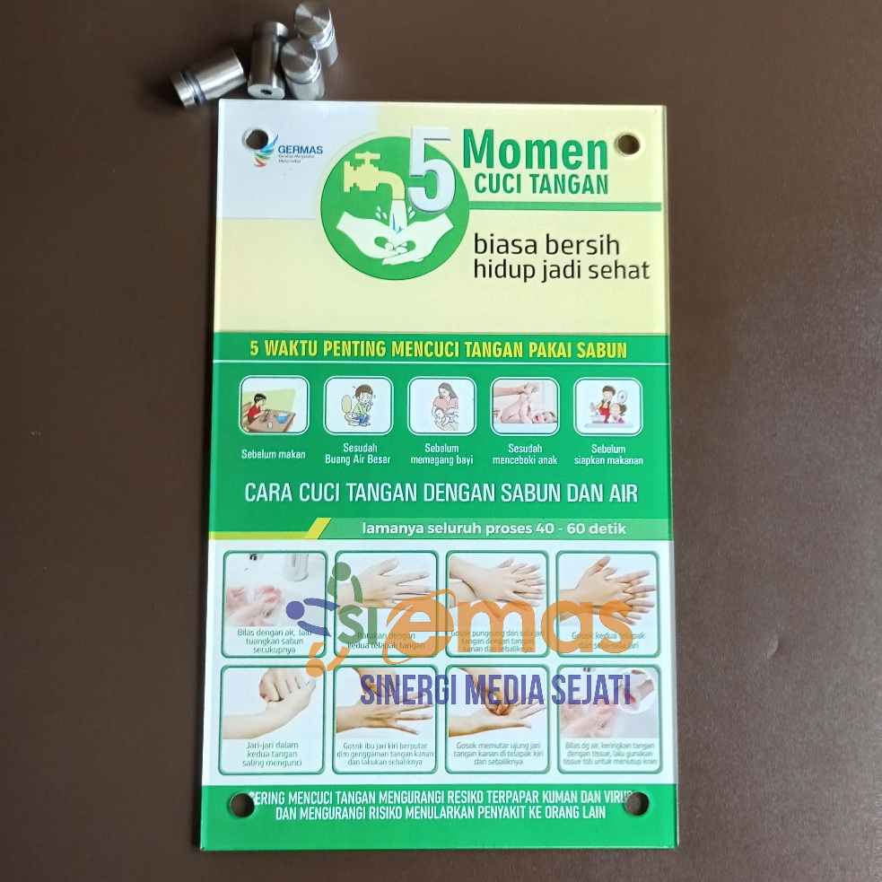 

Akrilik 5 Momen Cuci Tangan Hijau | Papan Akrilik Ayo Cuci Tangan | Akrilikk Cara Cuci Tangan