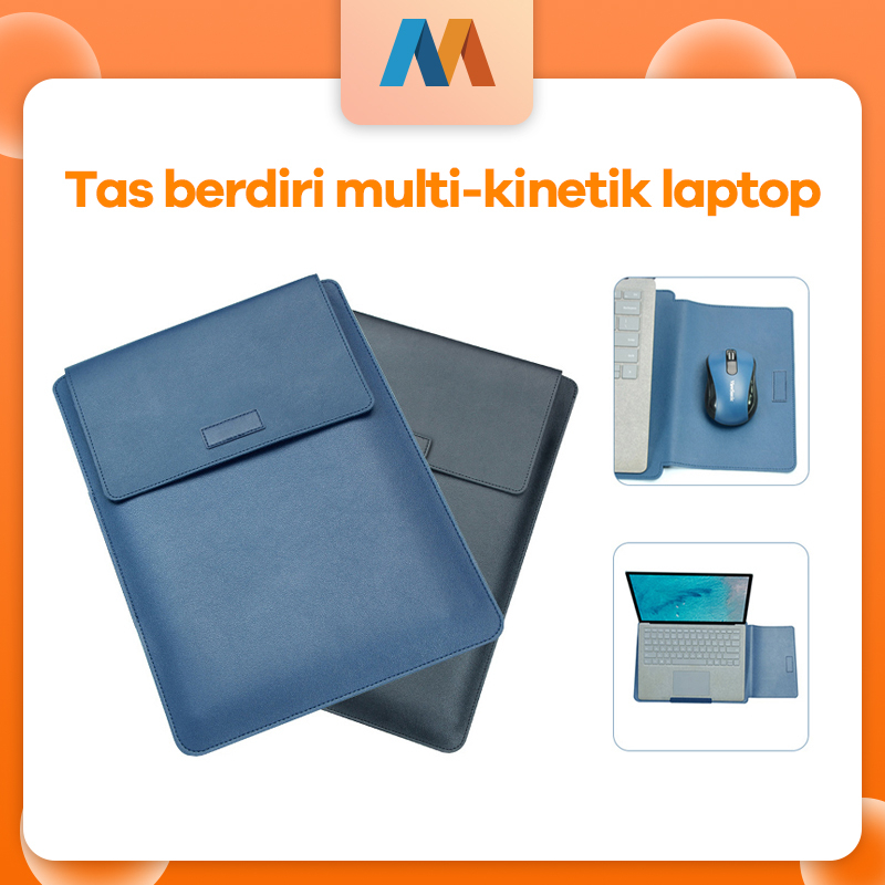 【Mukava】3 in 1 Tas Laptop laptop liner bag 13-14 inci Case Sleeve Stand Mouse Pad PU Leather Kulit MacBook dan laptop windows