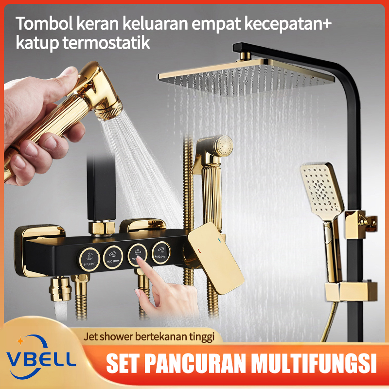 VBELL-set pancuran mandi/ Mode penyesuaian tombol empat gigi/ Tiga warna opsional/ Kamar mandi rumah multifungsi