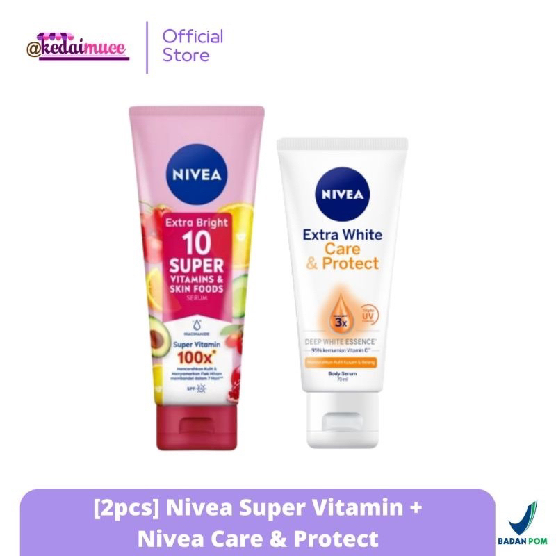 NIVEA EXTRA BRIGHT SUPER 10 BODY SERUM VITAMINS &amp; SKIN FOODS 180ML | NIVEA EXTRA WHITE CARE &amp; PROTECT 180ml