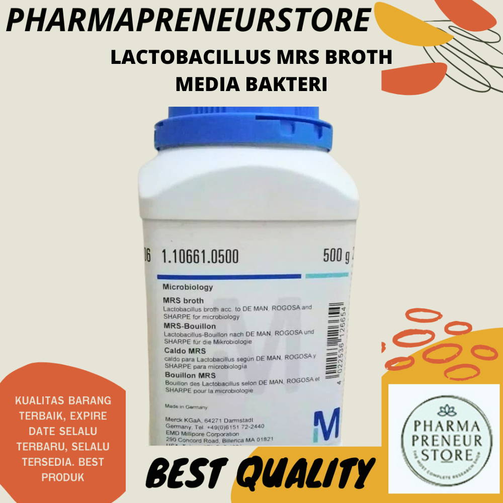 LACTOBACILLUS MRS BROTH MERCK 50 GRAM DAN 100 GRAM MEDIA BAKTERI MIKROBIOLOGI BEST QUALITY