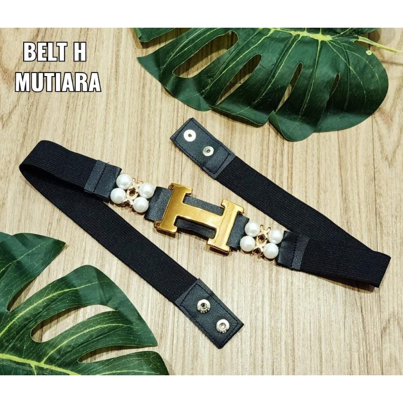 BELT / BELT MUTIARA / GESPER KARET MUTIARA / KOREA BELT / IKAT PINGGANG KARET WANITA / MUTIARA / SABUK WANITA / GESPER MUTIARA