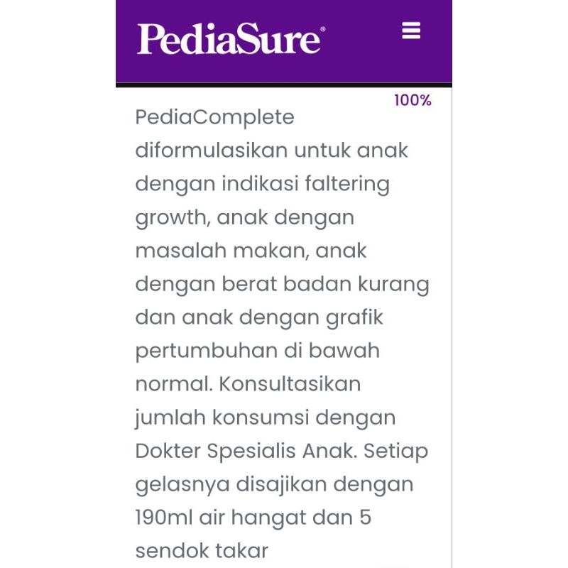 PEDIASURE / PEDIACOMPLETE 850 (bukan Triplesure) EXP 2025