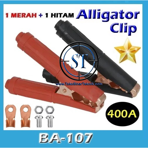 Capit Aki Full Copper Tembaga 400A Jepitan Alligator Clip Besar Jepit Capitan Accu Jumper Cable 400 Amper BA-107Q Karet Full