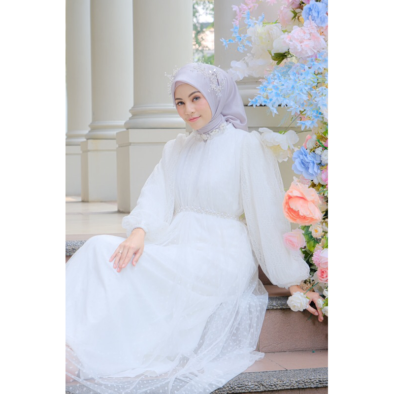 Ounadoutfit AURORA DAN CLARA dess eid series / dress lebaran muslim / pakaian pesta mewah / dress tille kondangan / baju lebaran wanita / outfit lebaran muslim