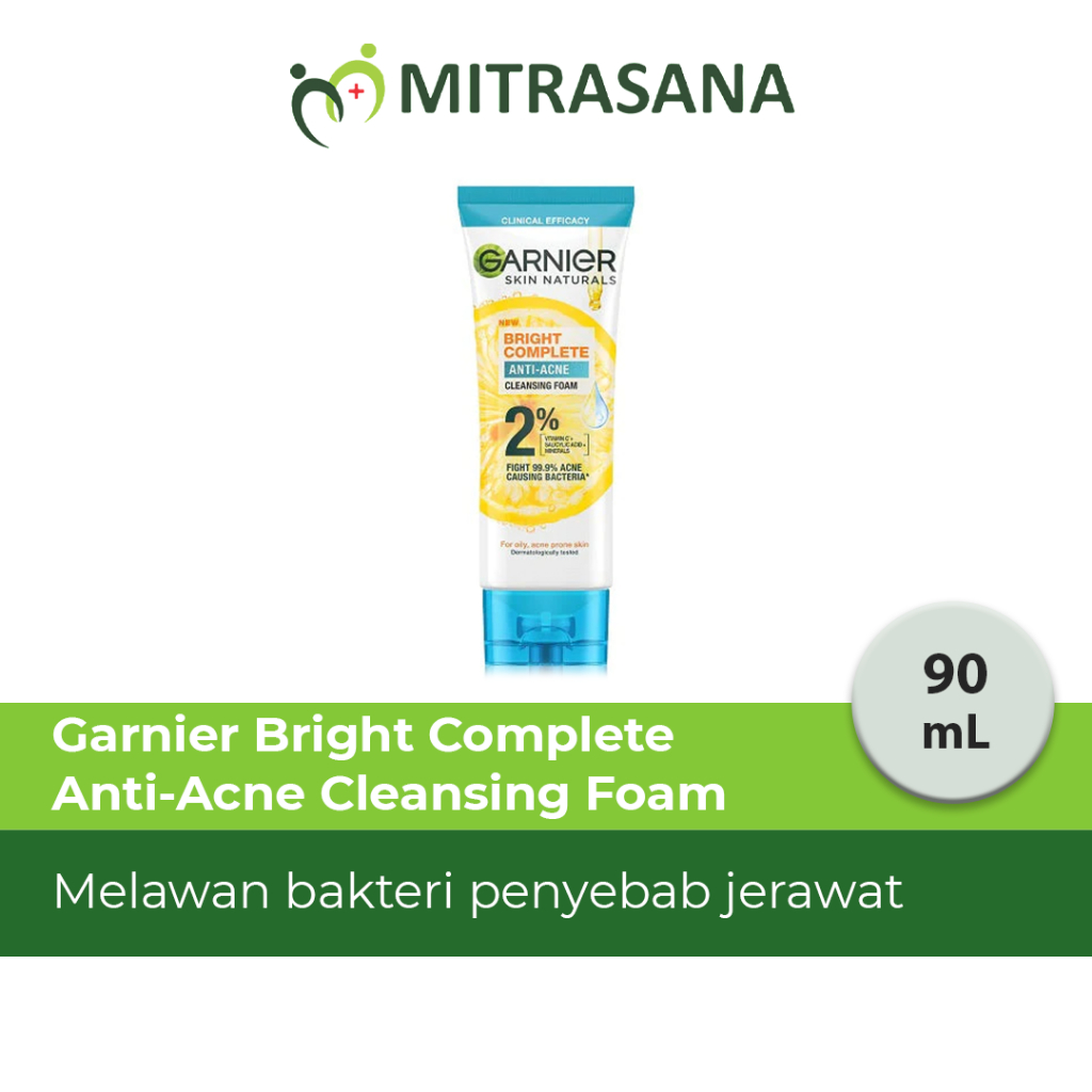 Garnier Bright Complete 3-in-1 Anti Acne Facial Wash 90 ml - Pembersih Wajah Lawan Jerawat