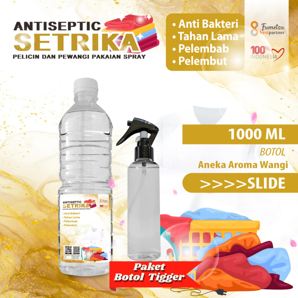 Pelicin Setrika Dan Pewangi Pakaian Aroma Parfum Segar Kemasan 1Liter PET