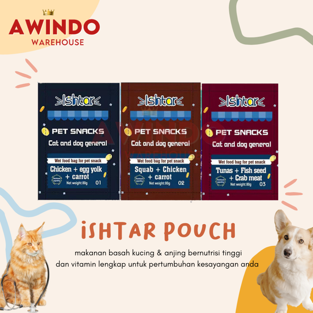 TARTAR POUCH 80GR - Makanan Basah Ishtar Snack Kucing Anjing Cat Dog General