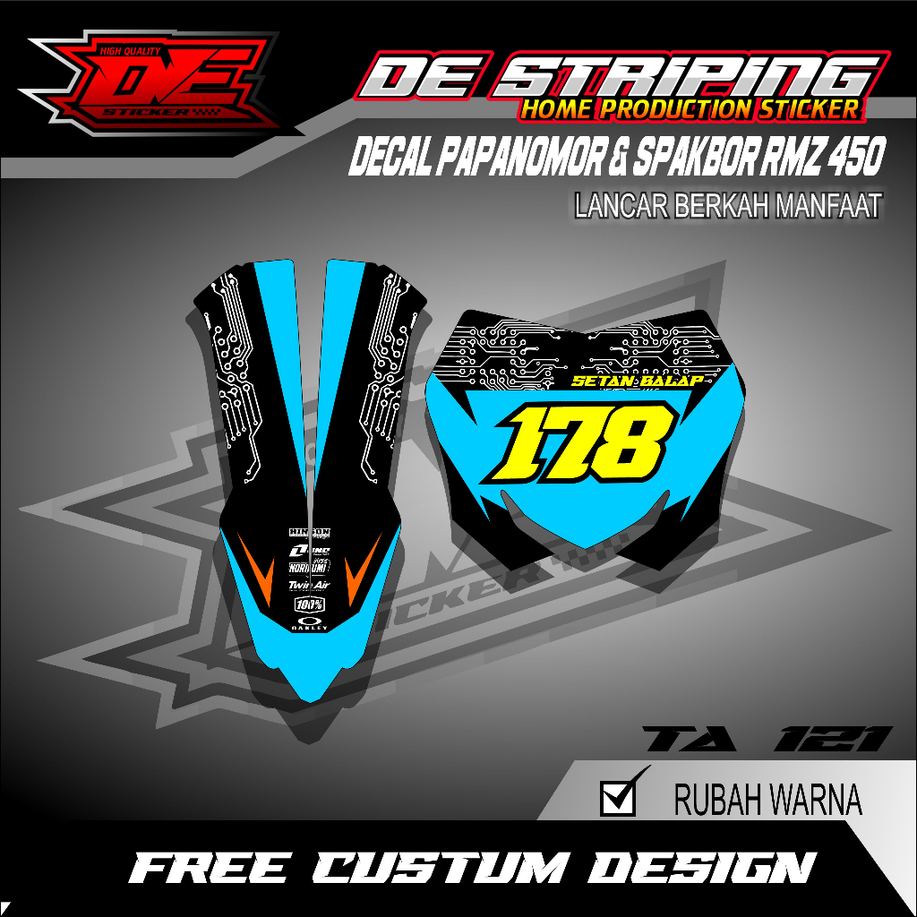 STICKER/DECAL PAPAN NOMOR DAN SPAKBOR DEPAN RMZ 450