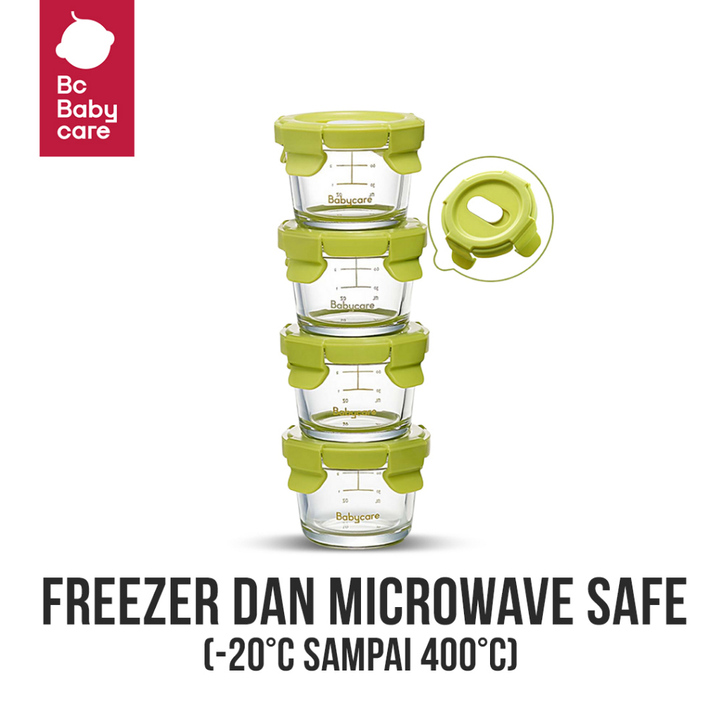 	 BC Babycare Food Container Glass Jar Bowl Wadah Gelas Kaca Mpasi Bayi	