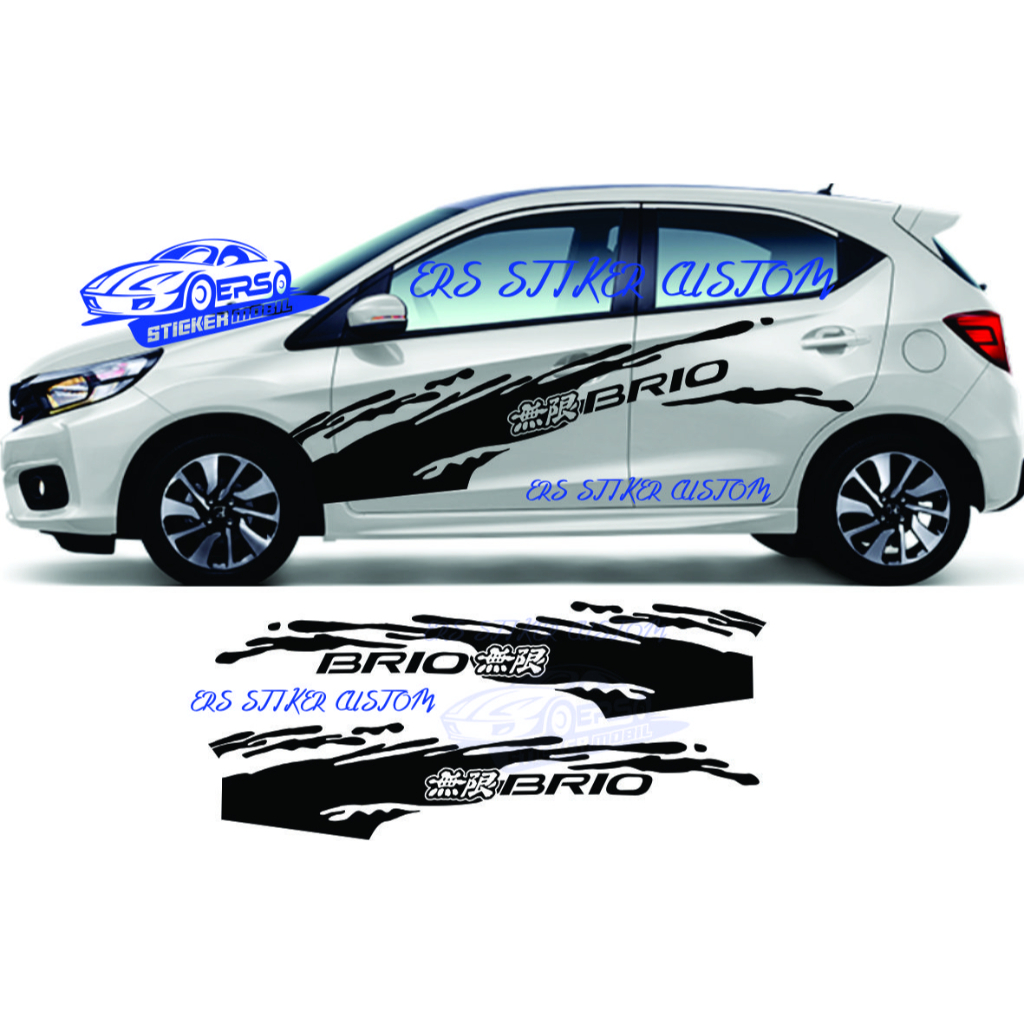 STIKER STICKER MOBIL HONDA BRIO MUGEN MOTIF BERCAK LUMPUR CUTTING STIKER