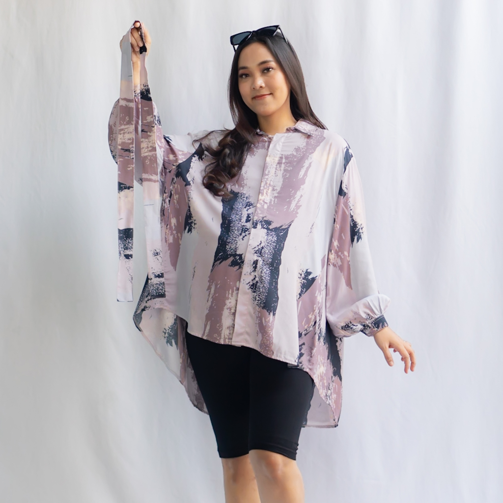 Bajuboo Ayumi - Kemeja Batwing Oversize Bumil &amp; Busui Friendly Rayon Lengan Panjang