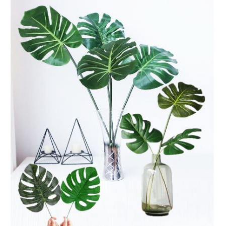 DAUN MONSTERA PHILODENDRON ARTIFICIAL - DAUN PLASTIK MONSTERA DEKORASI