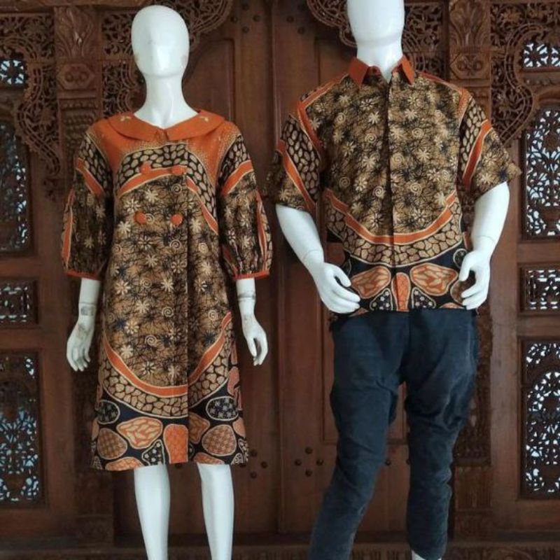 baju batik couple wanita pria bahan katun jahitan rapi size S-XXXL cocok untuk acara nikahan maupun 