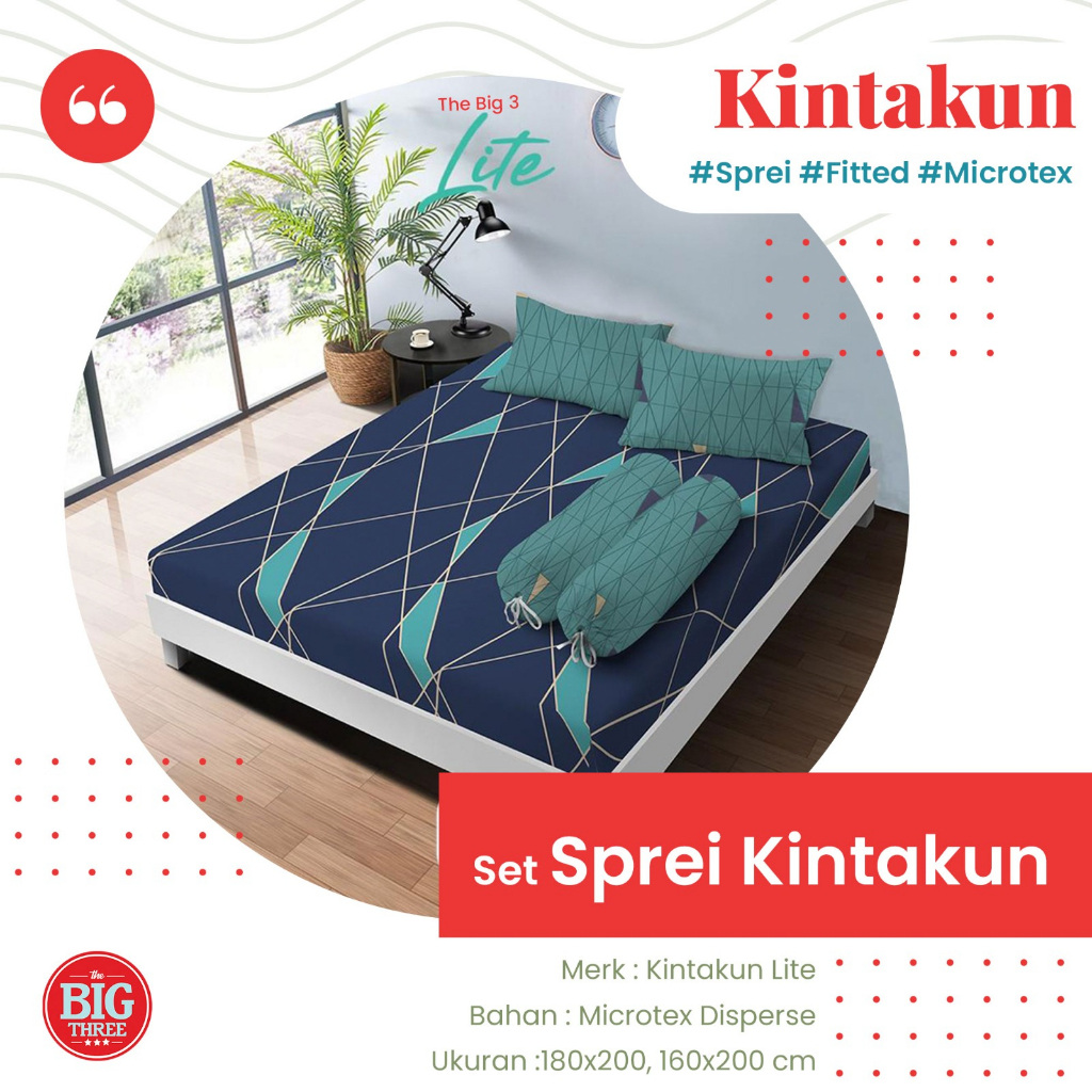 Kintakun Lite Sprei 180x200 / 160x200 motif Aruna Belinda Grania Renata Stanley Zenovia Riana Renata Oriel Irmadel   -  King Queen 180 160 SP