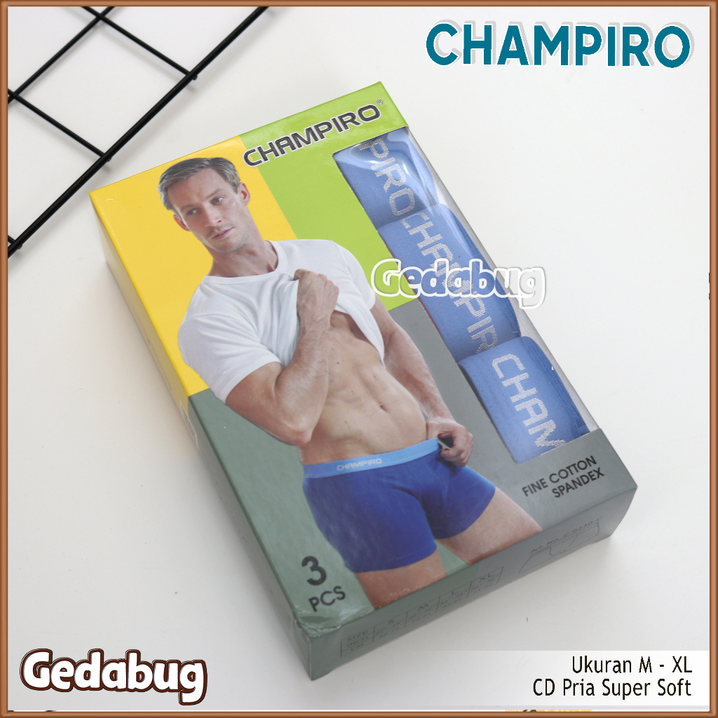 3 Pcs - CD Boxer Pria  Champiro 0330 | Celana Dalam Pria Berkualitas Supetsoft | Gedabug