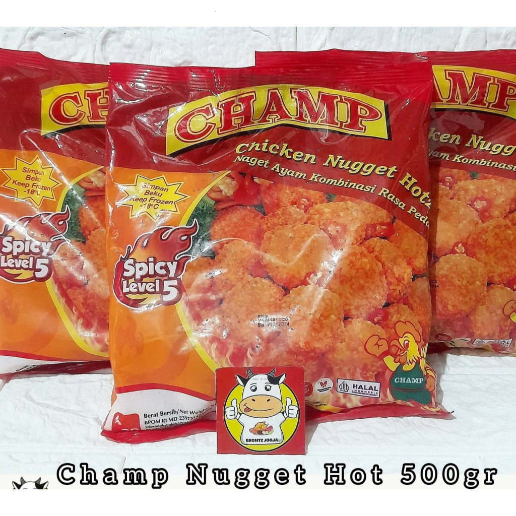 

CHAMP CHICKEN NUGGET HOT 500GR - NUGGET AYAM PEDAS - FROZEN FOOD - BRONTZ JOGJA