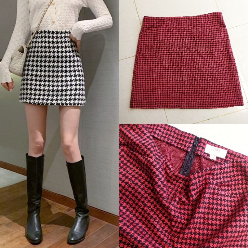 Loft red Hountstooth mini skirt