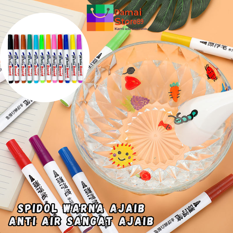 

[DM89] SPIDOL WARNA (AJAIB) /MAINAN SPIDOL AIR MENGAPUNG / MAGIC MARKER SPIDOL WHITE BOARD 12PCS