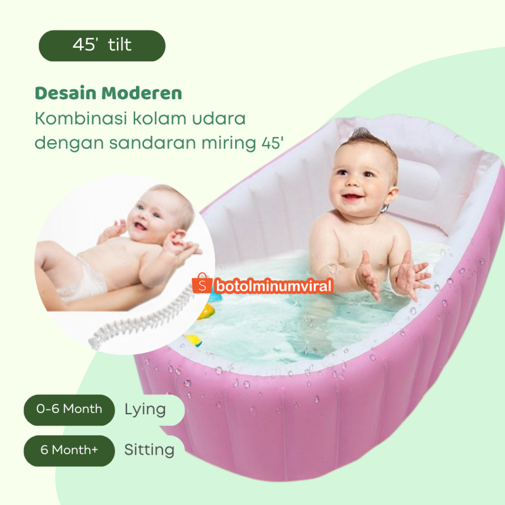 Bak Mandi Bayi Lipat Besar Baby Bath Tub Kolam Mandi Bayi Free Pompa Angin