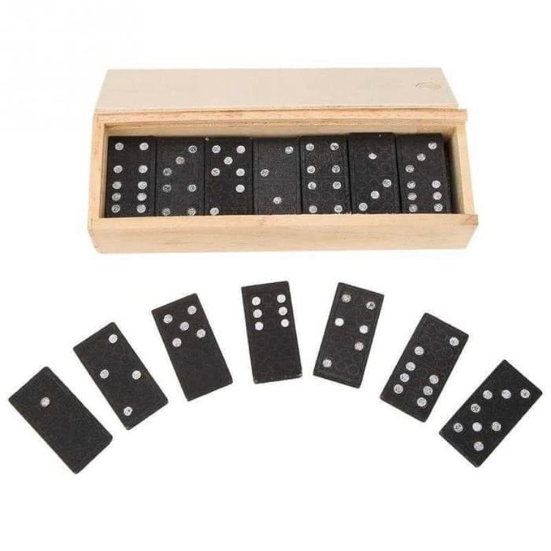 Mainan Kartu Domino Kayu Gaple Isi 28 - Wood Box Domino Game Board Isi 28