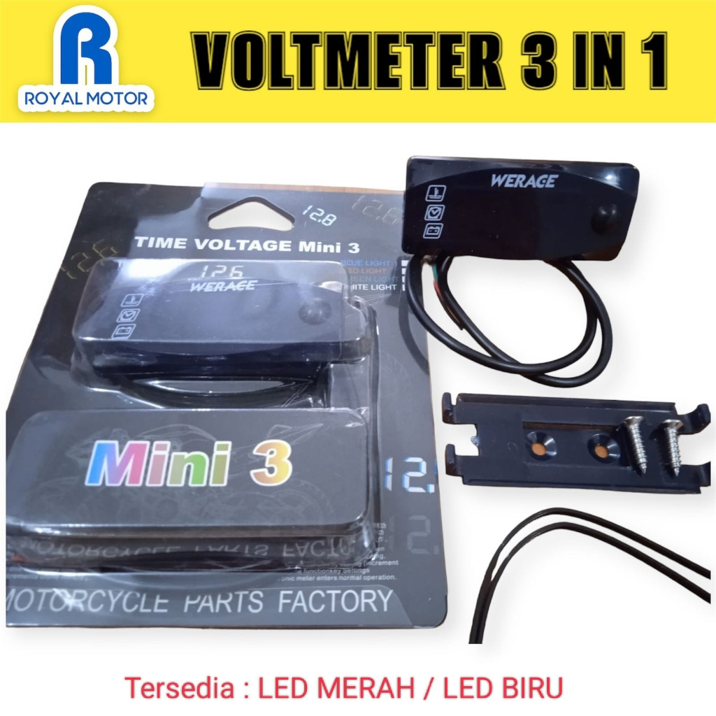 VOLTMETER AKI 3 IN 1 SUHU JAM ALAT PENGUKUR DAYA AKI MINI 3IN1 PLUS PENGUKUR SUHU UDARA DAN JAM DIGITAL UNIVERSAL BISA MOTOR DAN MOBIL