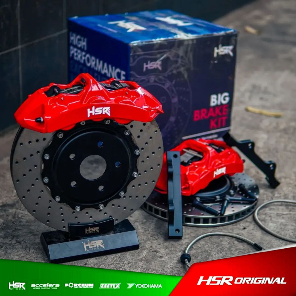 BBK HSR 6 POT / PISTON Depan 355X32 Big Brake Kit Merah Mobil BMW F30 Disc Brake 355 Kaliper 32 mm