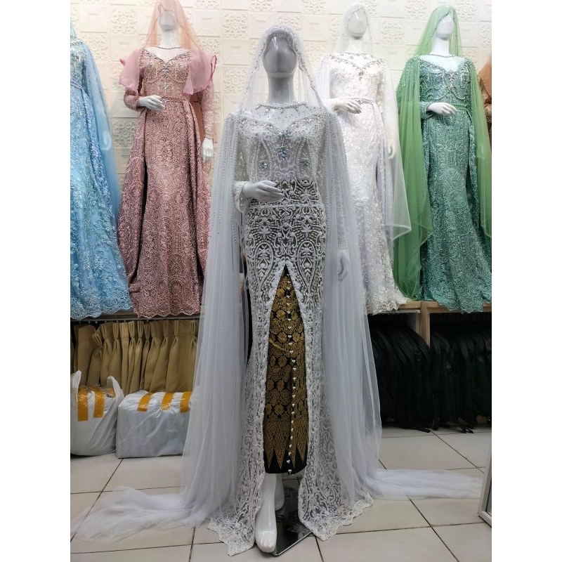 KEBAYA AKAD  BEREREKOR /KEBAYA AKAD ///GAUN WEDDING/GAUN PENGANTEN UKURAN BESAR/BAJU AKAD