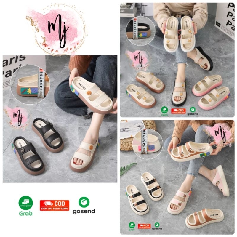 Sandal Wedges Wanita Selop Karet Jelly Import