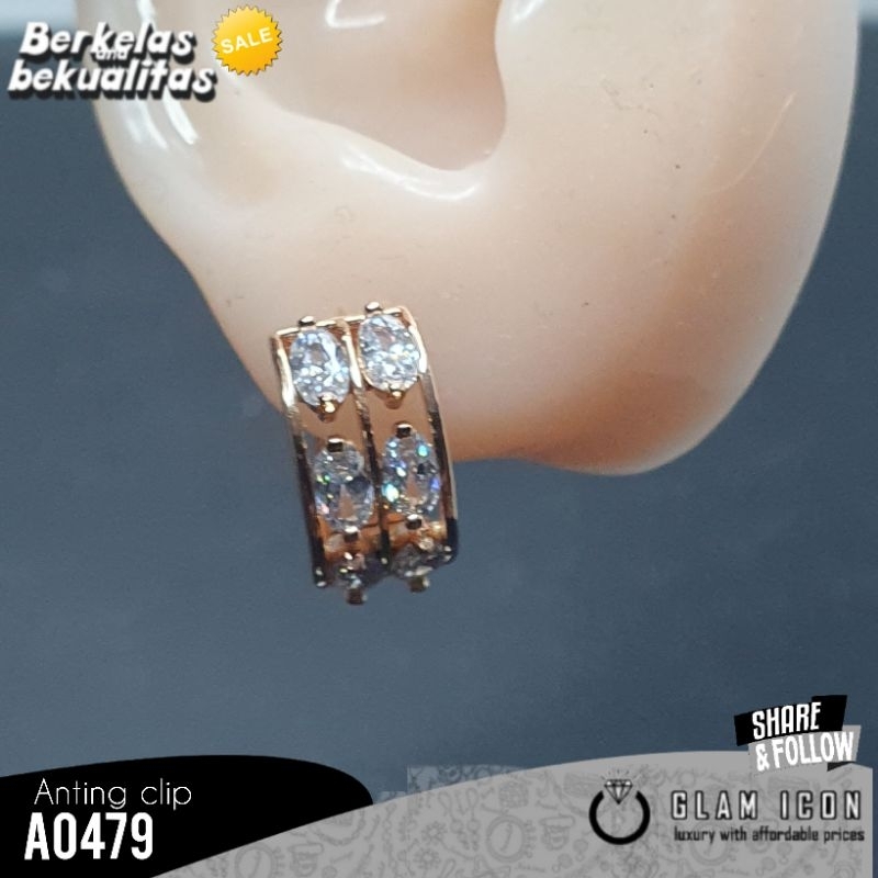 Anting Clip motif mata baris dua elegant A0479