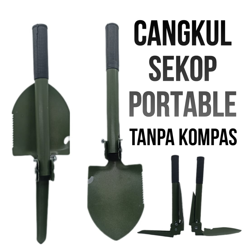 Sekop Cangkul Pacul Berkebun Mini Lipat Portable Shovel Militer Hiking Scoop Taman Gergaji Lipat Travel camping Skop Tanah Multifungsi Kompas Outdoor Kemah