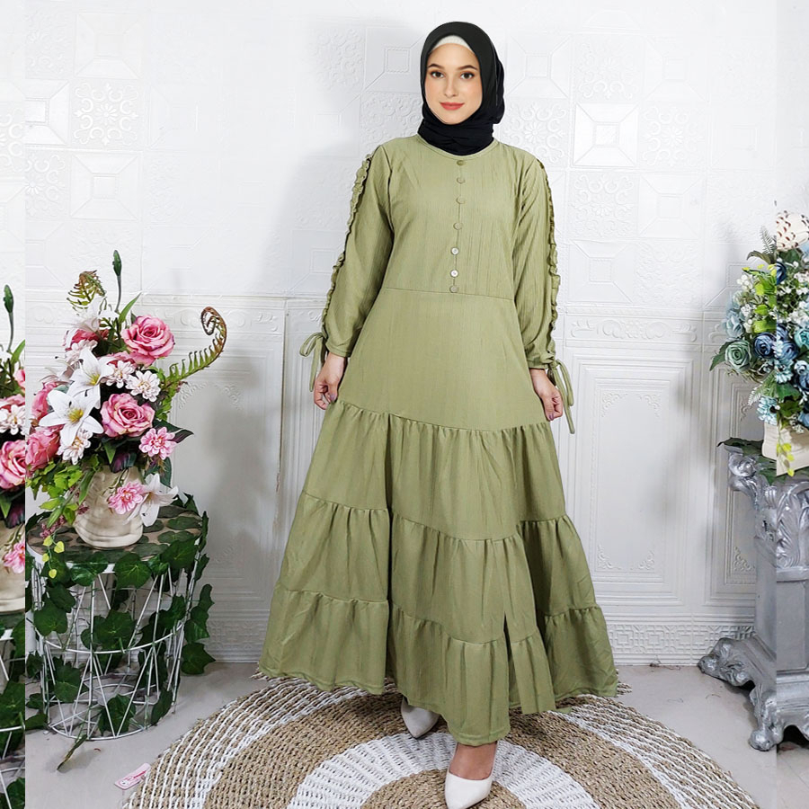 LAELA MAXY GAMIS KNIT RAJUT LENGAN KERUT MODEL SUSUN GL FASHION