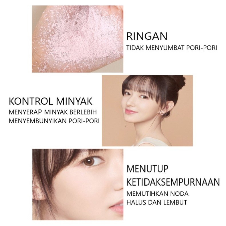 Lameila Bedak Tabur Loose Powder Setting Powder Pure Mineral Unicorn Penyerap Minyak Wajah Tahan Lama Tekstur Pori-pori Halus