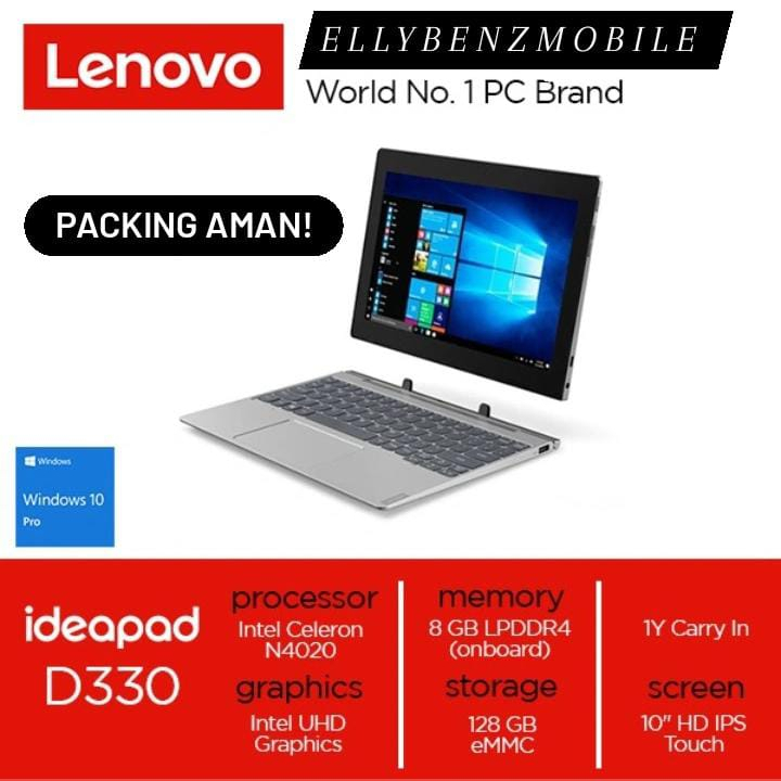 Lenovo Slim D330 Flex N4020 8GB 128GB SSD 10.1&quot; W10Pro Touch