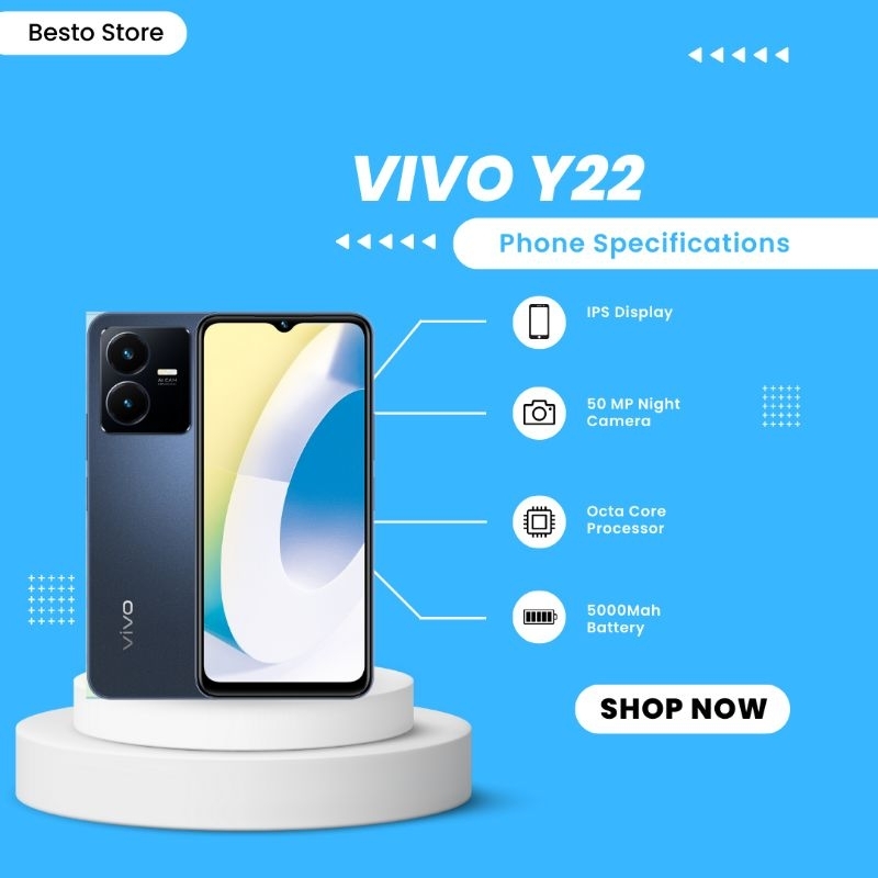 Vivo Y22 Ram 6 GB Storage 128 GB garansi Resmi Baru