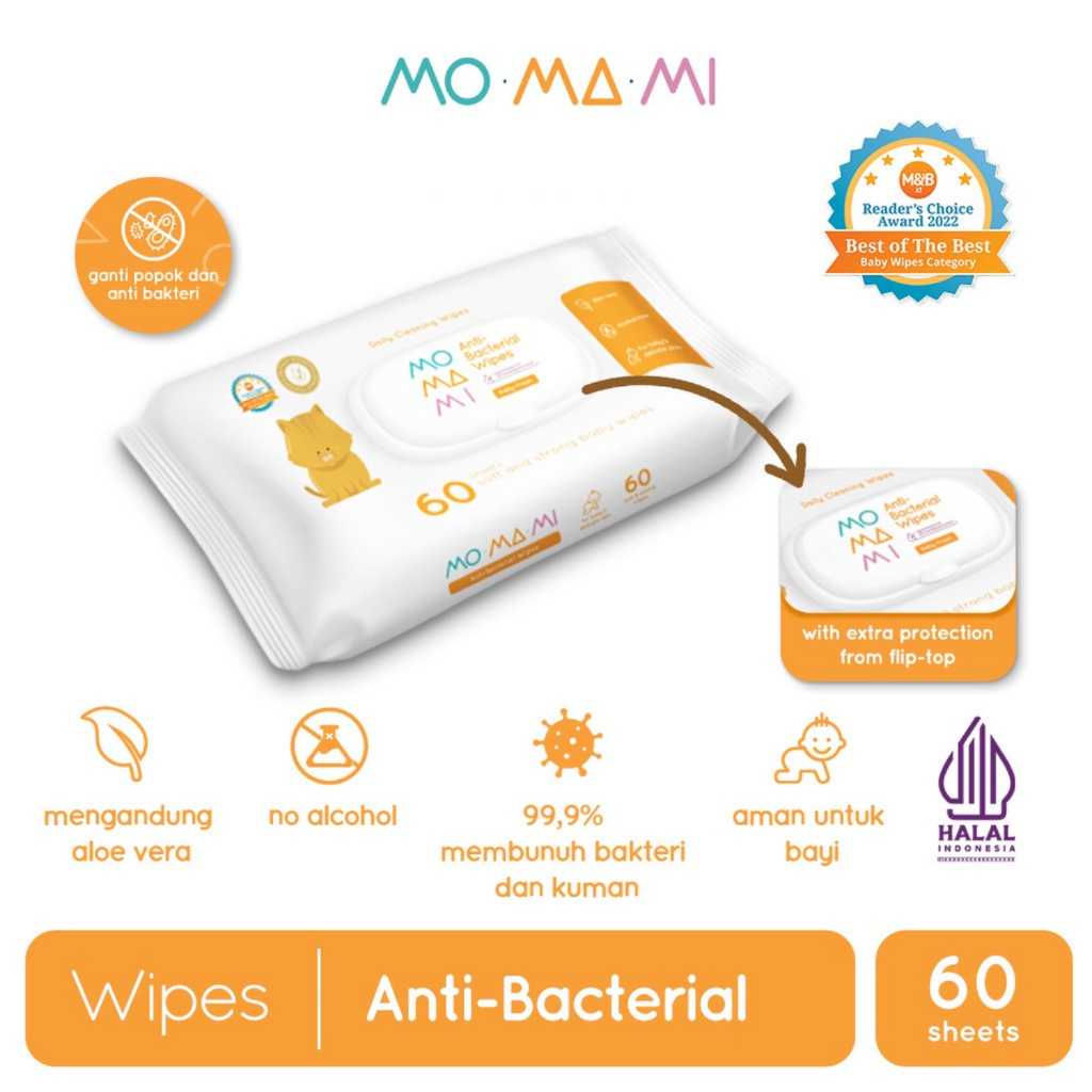 Momami Anti Bacterial Wipes Tissue Basah